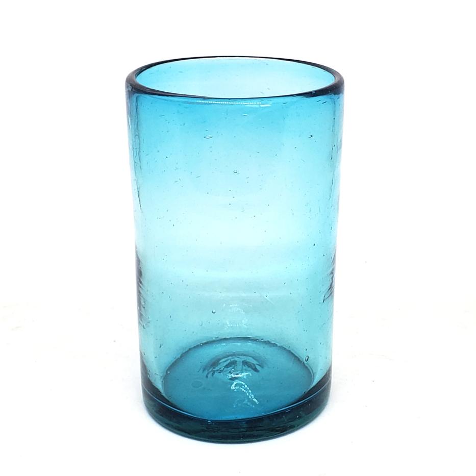 New Items / Solid Aqua Blue 14 oz Drinking Glasses  / These handcrafted glasses deliver a classic touch to your favorite drink.